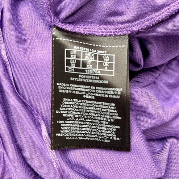 Guess Purple Ruffle Midi Dress High Low Maxi Cross Back Elastic Waist Size XS - Picture 10 of 10